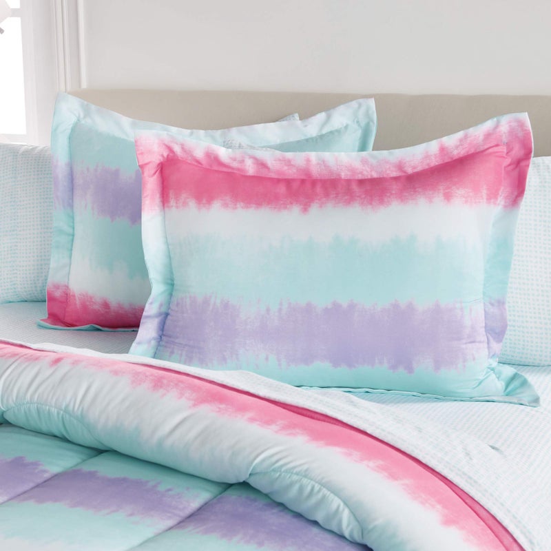 dream FACTORY Tie Dye Stripe 5-Piece Microfiber Bag Comforter Bedding Set Super Soft-Twin, Purple Multi,2D871601MU - Image 2